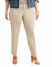 Faded Glory Pants Women's Plus Size 16 W Beige Classic Chino --F2--