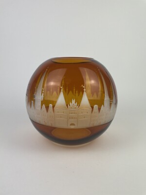 Carl Rotter Kugelvase Glasvase Lübeckmotiv Bernstein Holstentor | Windlicht