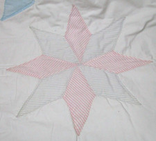 hand made quilted star lap blanket 57" X 47" pastel colors on white