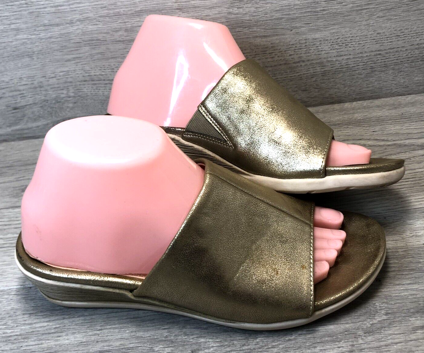 PANTOFOLA D’ORO CIPRIATA donna moda manica a soffietto rotonda zeppa alta mulo estate uk6