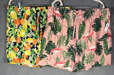 Old Navy Men s Drawstring Pink Flamingo Fruit Set of 2 Swim Shorts Trunks XL NWT