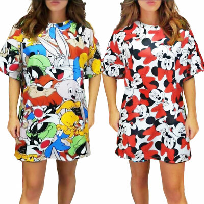 Women's Mini Dress Maxitop Cartoon Knit Short Sleeve Crew Neck TOOCOOL JL-3235