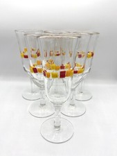 6 Stück Gläser Kelche Sekt Glas Mundgeblasen Mosaik Design Rot Gelb Glaskunst