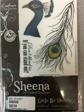 Sheena Douglass - A Little Bit Sketchy - 3 EZ Mount Rubber Stamps Peacock- NEW