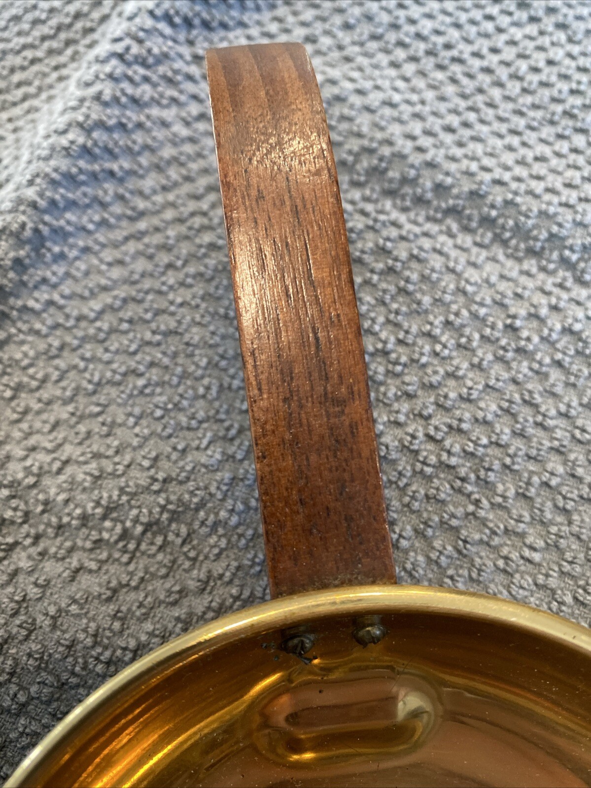 Retro Park Sherman Copper Metal Wood Handle Ashtray MCM Vintage Great Condition