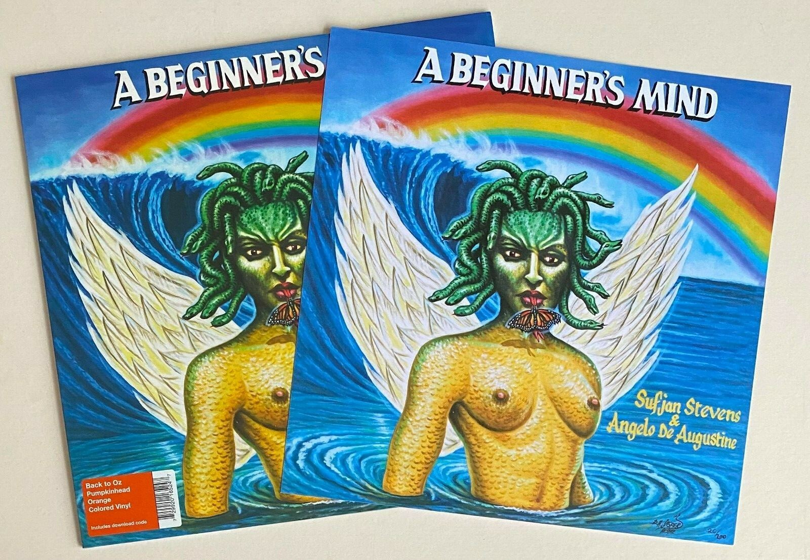 SUFJAN STEVENS & ANGELO DE AUGUSTINE * A BEGINNER'S MIND * ORANGE VINYL w/ PRINT