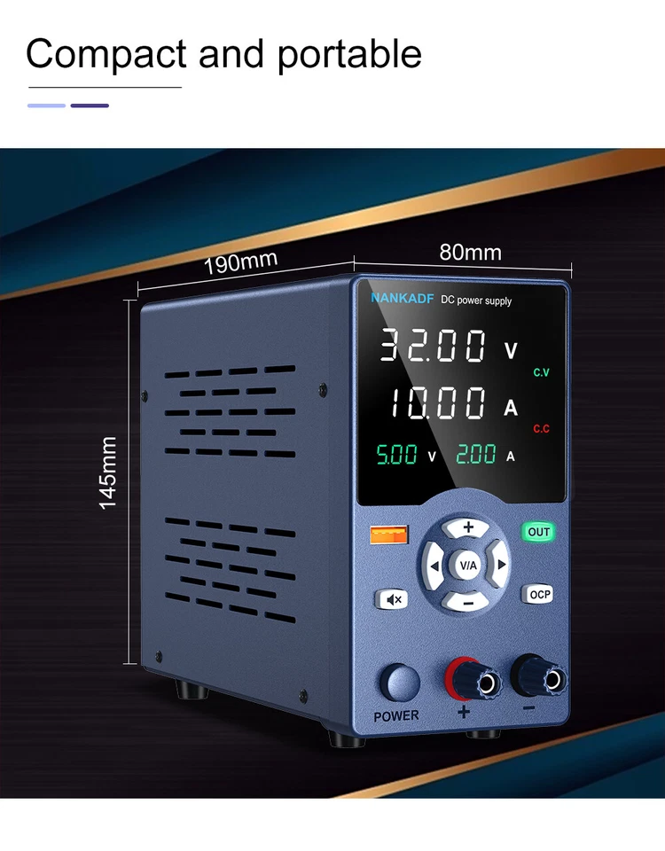 Newest DC 0~32V 0-10A Adjustable Lab DC Power Supply Variable Bench Switching - Image 3 of 4