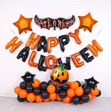 Happy Halloween Foil Balloons Pumpkin Bat Horror theme Party Decor Baloons UK