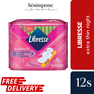 2X LIBRESSE Invisible Fit Ultra Thin Overnight With Wings FREE SHIPPING