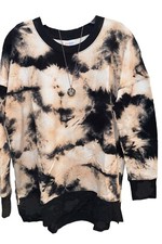 NWT LuLaRoe Medium Black Blush White Tie Dye Hannah SWEATSHIRT