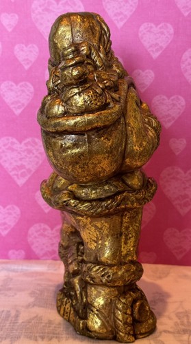 Antique Gold Tone Old World Santa Claus w/toy Sack Figure Statue 10” Christmas - Picture 5 of 8