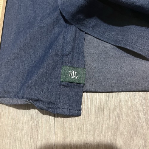 Lauren Ralph Lauren Mens Shirt Blue 17 36/37 XL Long Sleeve Button Cotton Blend - Picture 4 of 6