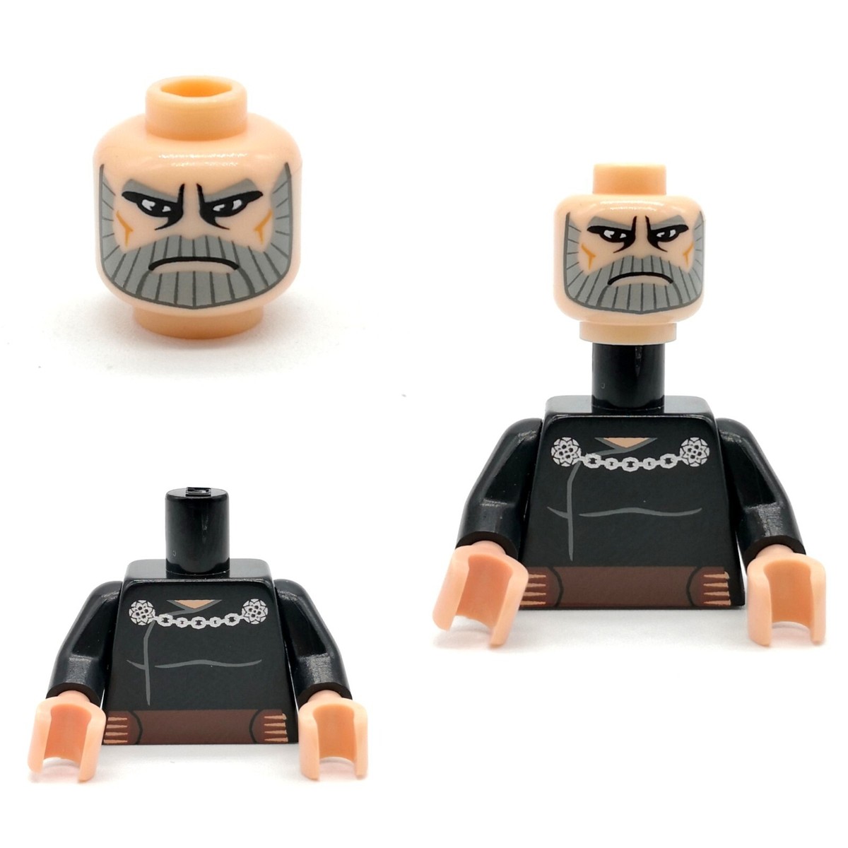 Lego Star Wars Clone Wars COUNT DOOKU Large Eyes Minifigure Head Torso  sw0224