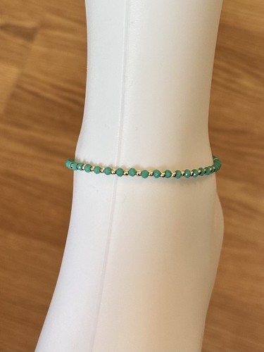 Gold Plated & Turquoise Beads Handmade Anklet - Picture 2 of 2