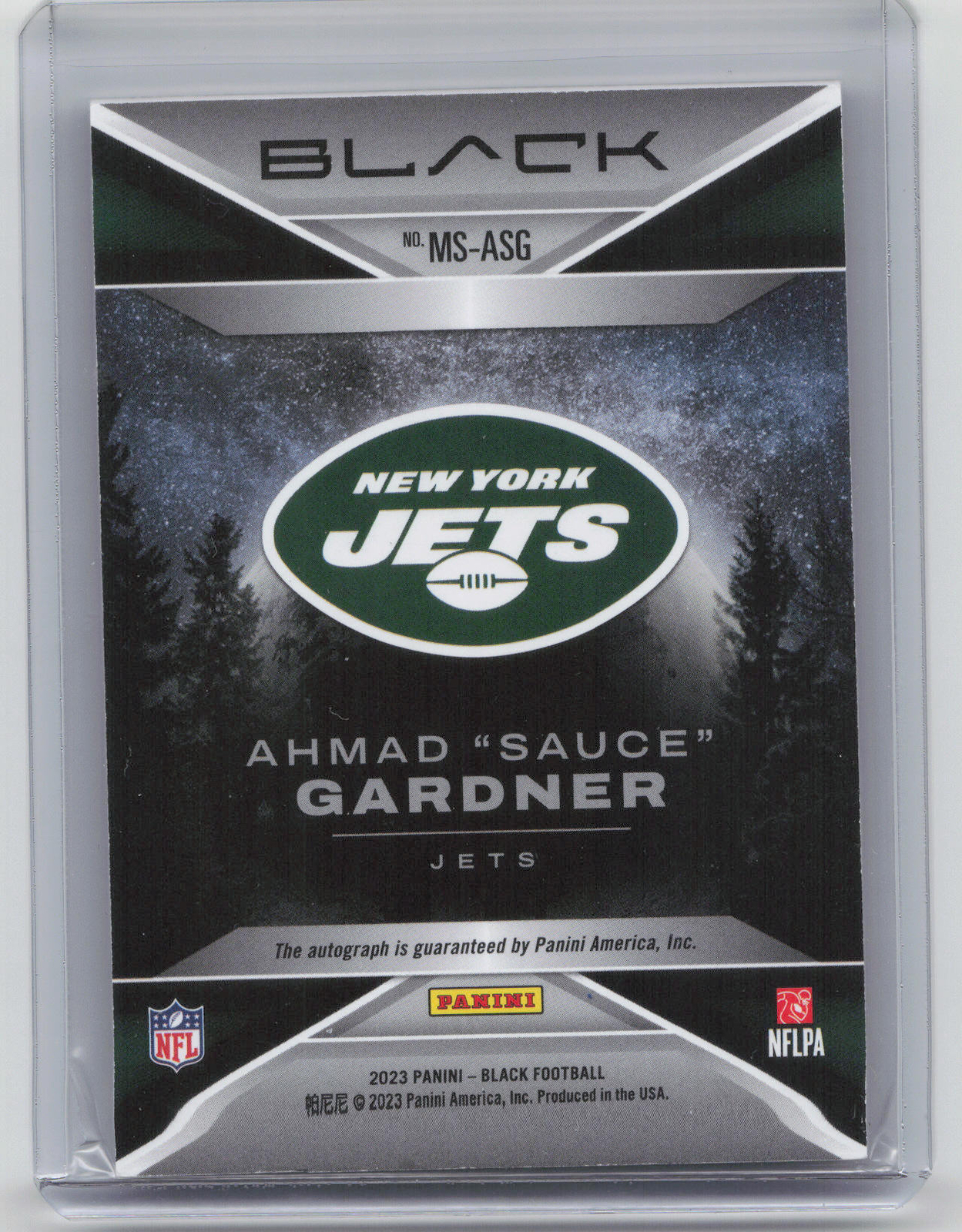 2023 Panini Black MSASG Ahmad "Sauce" Gardner Midnight Signatures