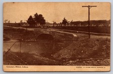Cemetery Milroy Indiana IN Bridge c1910 Postcard
