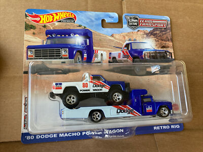 HOT WHEELS DIECAST -Team Transport -  80 Dodge Macho Power Wagon & Retro Rig #51