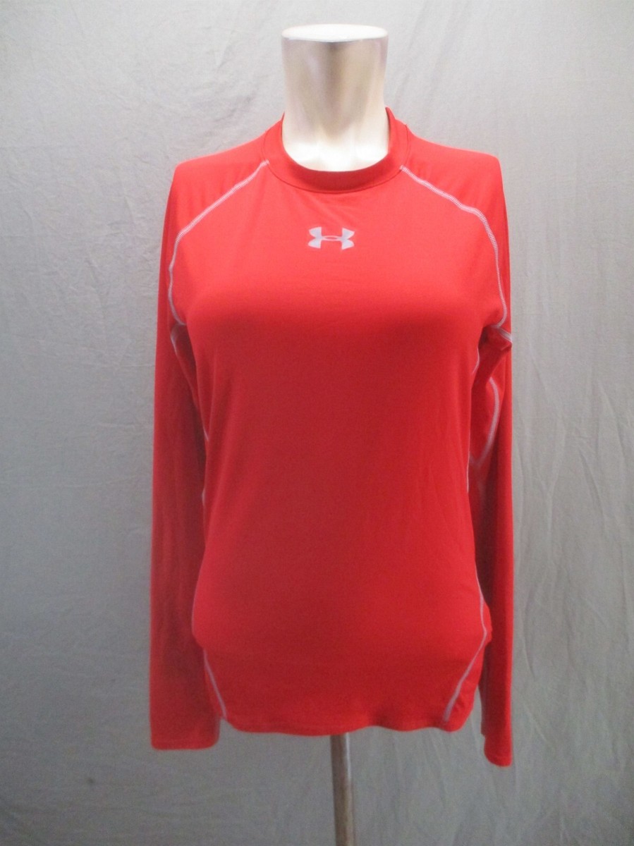 Under Armour HEAT GEAR Size L Women Red Long Sleeve Compression Athletic  Top 358