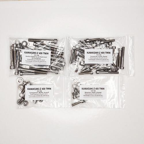Kit vis pour réfection moteur Kawasaki Z400 indispensable pour entretien moto