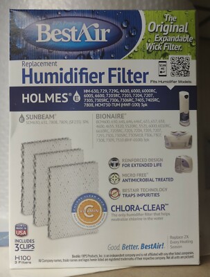 BestAir Humidifier Wick Filter H100 (3-Pack) Holmes, Sunbeam, Bionaire