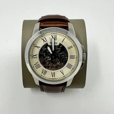 Fossil Men’s Grant Automatic Watch Silver Case Brown Leather ME3099 – Pre-owned