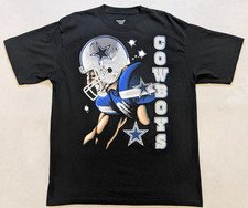 Dallas Cowboys Shirt Mens Large Black Reebok NFL Graphic Print Football AOP