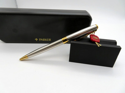 Parker Sonnet Cascade Kugelschreiber Silber Plattiert Ballpoint Pen OVP TOP
