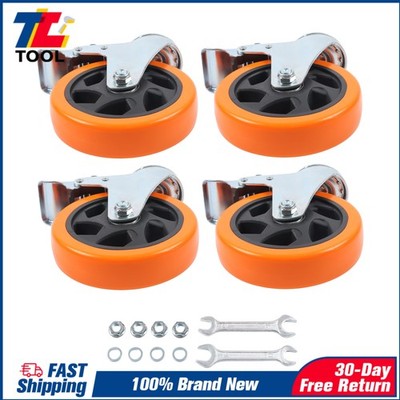 4 Pcs Capacity Up To 1200Lbs Orange 5'' Rotating Valve Stem Caster W/Double Brake