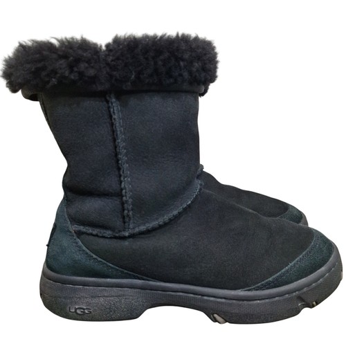 UGG Australia Ultimate Short 5275 Black Suede Sheepskin Slip On Boots Women's W5