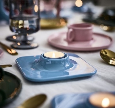 New Gustaf Westman Ikea Limited Edition Vinterfint Tealight Blue Candle Holder 