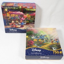 2 Disney Jigsaw Puzzles Mickey  Minnie Sweetheart Thomas Kinkade 750 pc New