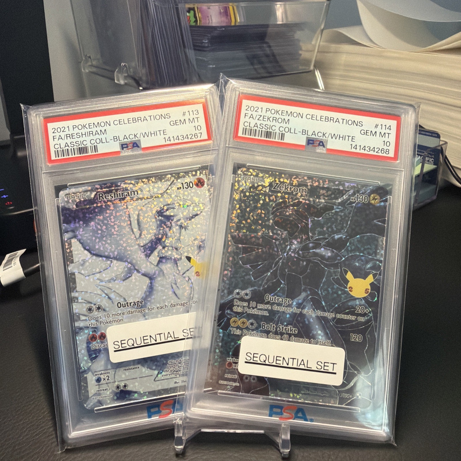 SEQUENTIAL PSA 10 Zekrom #114 Reshiram #113 - 25th Anniversary Celebrations 2021