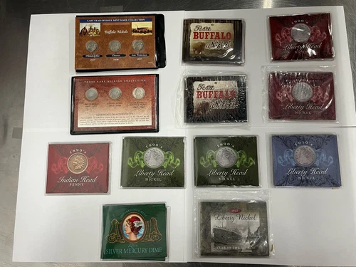 Buffalo Nickel, Liberty Head Nickel, Indian Head Penny & Mercury Dime Book Lot