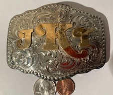 Vintage Metal Belt Buckle, Silver and Brass, JKT, Gary's Belt Buckles, Crafted