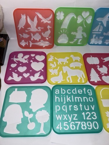 Vintage Tupperware Stencils Lot Of 12 Tuppertoys Art Crafts Draw 1980s Some Rare