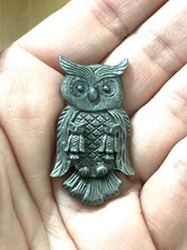 Vintage Torino Jewelry Pewter Owl Brooch and Earrings Set