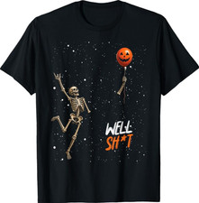 Funny Skeleton Losing Pumpkin Balloon Halloween T-Shirt