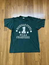 Michigan State Shirt M 70s 80s NCAA Basketball Champions Champs Spartan Tee