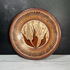 Vintage Tonala Mexican Folk Art Plate Red Ter...