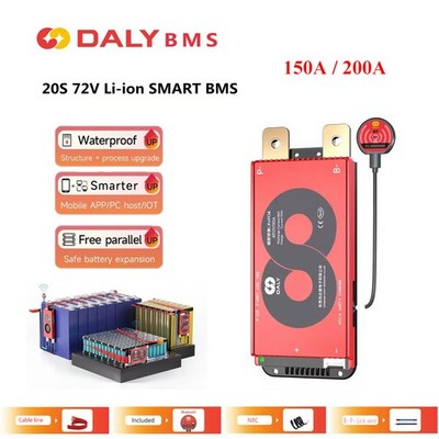 Daly Smart BMS Li-ION 20S 72V 150A 200A Common Port w/Balance+Bluetooth Module