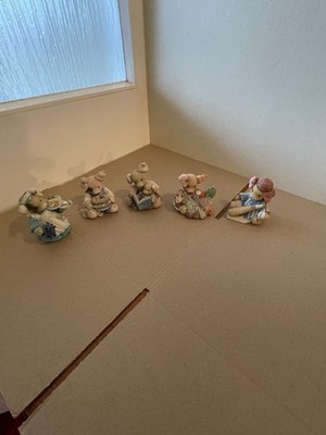 VINTAGE SET 5 DIESES KLEINE SCHWEINCHEN FIGUREN 1994 ENESCO VON MARY RHYNER GESTEMPELT