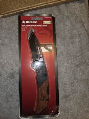 #ad #ad Husky Folding Lockback Pocketknife Wood Handle Stainless Combo Edge 1002 917 603 $15.73