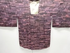 7703139: JAPANESE KIMONO / MICHIYUKI COAT / SILK / ABSTRACT PATTERN
