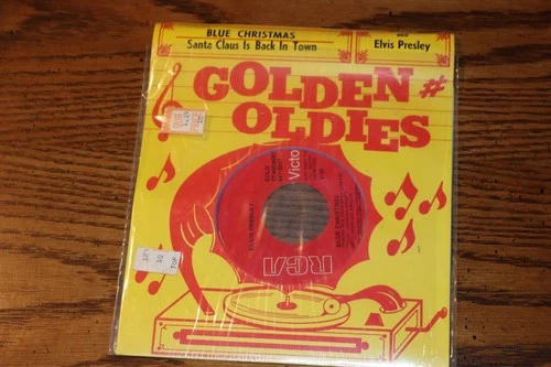 NEW VINYL 45 ELVIS PRESLEY BLUE CHRISTMAS SEALED WITH DISPLAY CARD NEW UNPLAYED