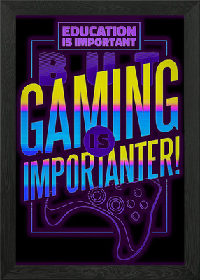 Lustiges Gaming 80er Jahre Stil gerahmtes Wandbild Poster Leinwanddruck Bild