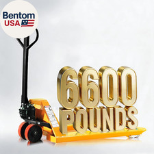 Industrial Manual Pallet Jack - 6600Lbs Capacity, 27"X48" Forks, Dual PU Wheels,