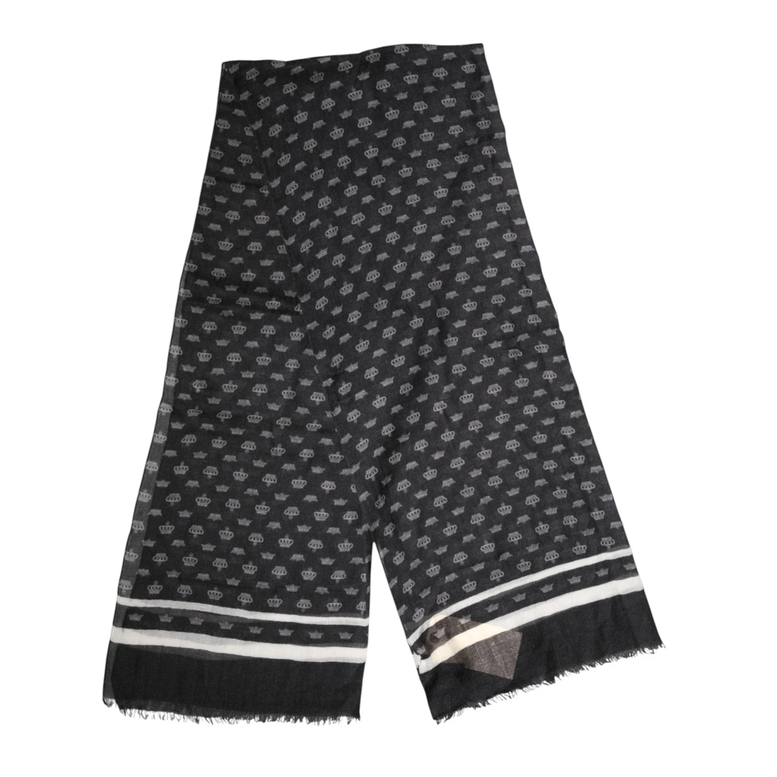 DOLCE & GABBANA Scarf Black Crown Cashmere Neck Wrap Shawl 172cm x 64cm 600usd