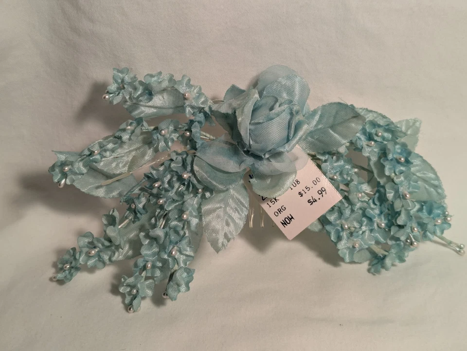 6 peines de pasadores de la década de 1980 cosplay damas de honor perla satinado flor accesorios para el cabello  Foto 2 de 4