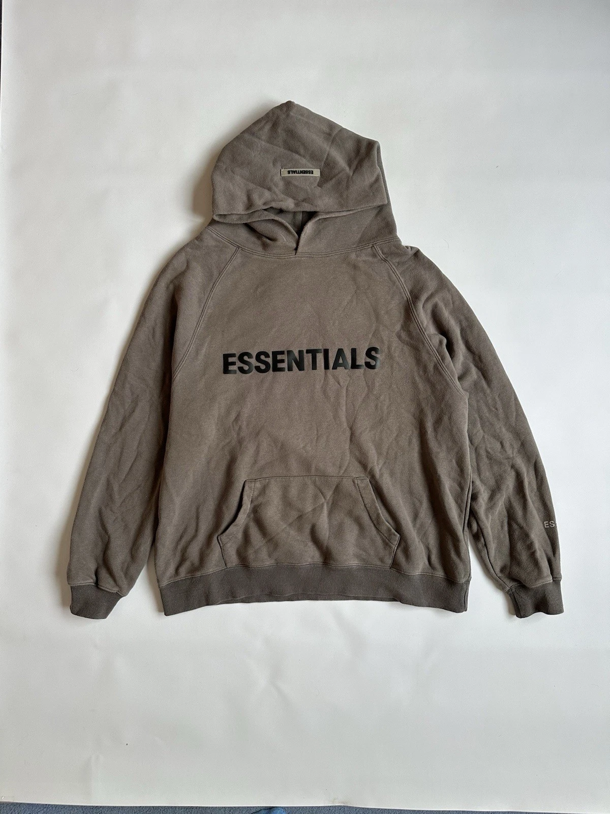 Felpa con cappuccio Essentials Fear Of God grande logo uomo marrone taglia S streetwear rara hype