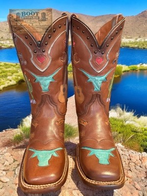 Dan Post NIB Tan Western Dream DP4646 Size 8.5-M Inlays! 1254-26289